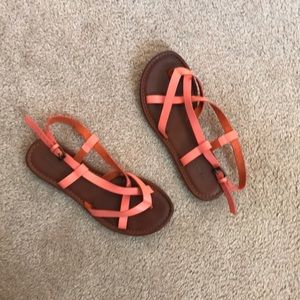 Brown/Tan And Coral Sandals